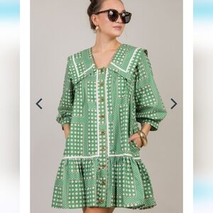Kaylyn & Christina Lynns Printed Button-Front Long Sleeve Dress